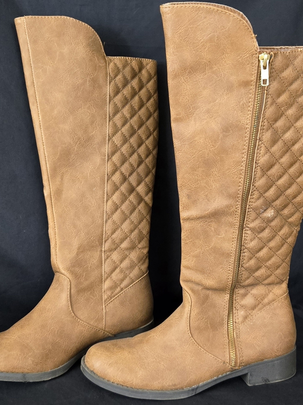 Dexflex Comfort Over-the-Knee Quilted Zip Boots in Tan #672